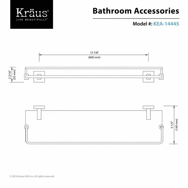Kraus Aura Bathroom Shelf with Railing Chrome KEA-14445CH