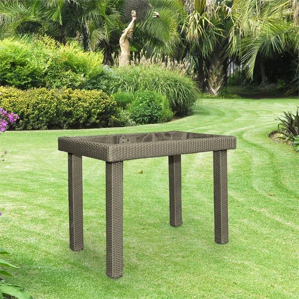 Carolina Classics Karsyn Wicker Outdoor Counter Height Bar Table in Brown - COW3648-BRW
