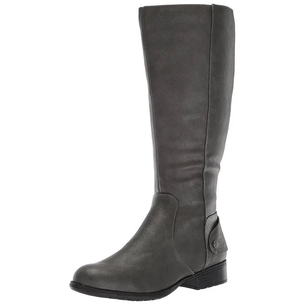 LifeStride Women's Xandy Riding Boot Wide Calf - Size: 6.5, Dark Tan PU
