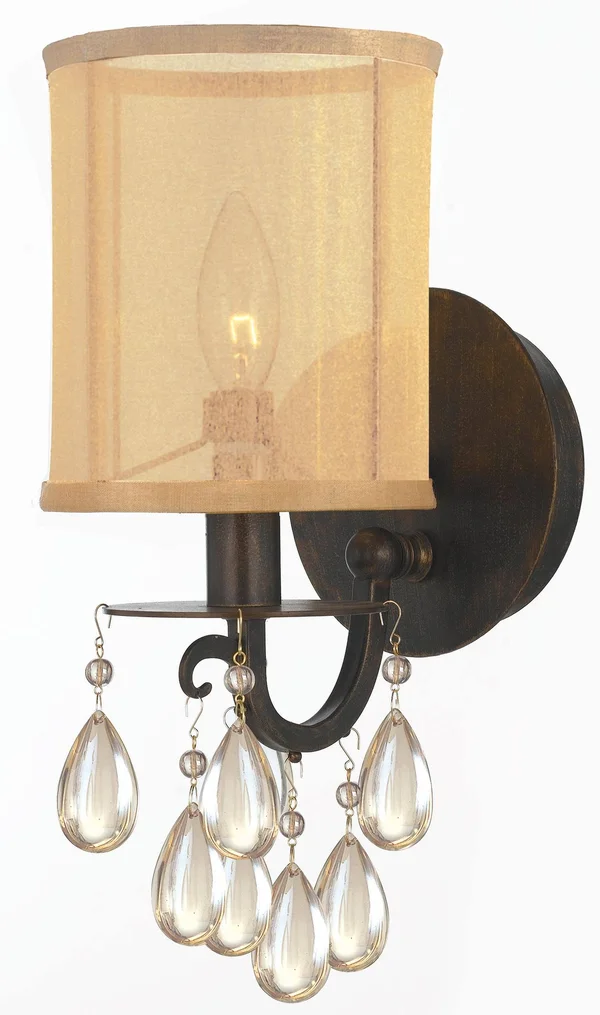 Crystorama 5621-CH Hampton 1 Light Sconce, Polished Chrome