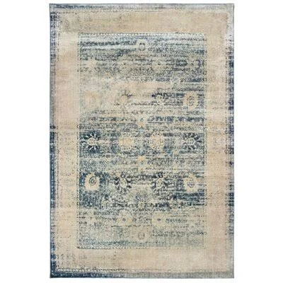Pateros Power Loom Ivory/Blue Area Rug World Menagerie Rug Size: Rectangle 3&10x22 x 5&5x22
