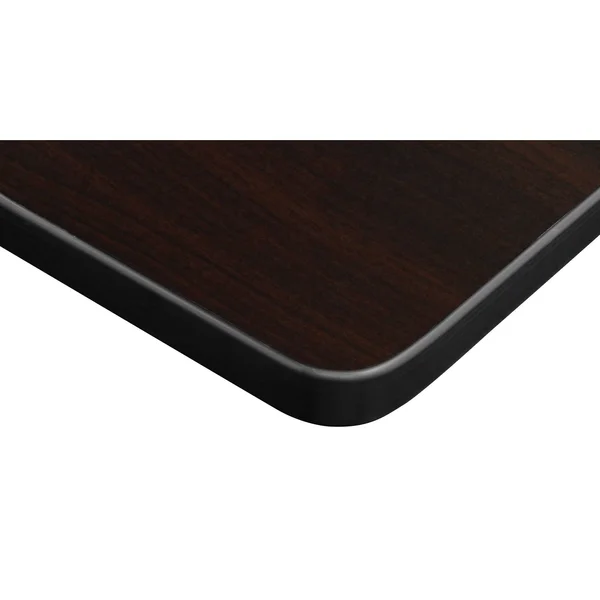 Regency Kee 72x22 x 24x22 Height Adjustable Mobile Classroom Table - Mocha Walnut & 2 Andy 18-in Stack Chairs- Navy Blue