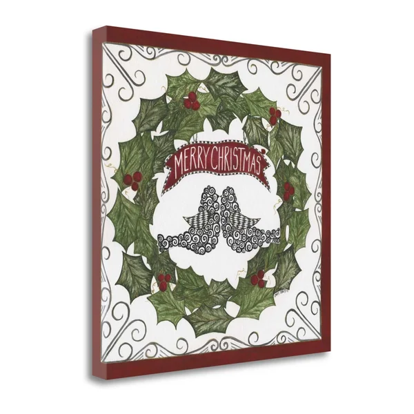 Tangletown Fine Art Merry Christmas Wreath by Cindy Shamp, Giclee Print on Wrap Canvas, 30x30x22