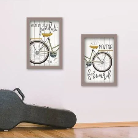 Winston Porter 'Pedal It Out' 2 Piece Framed Graphic Art Print Set, Size: 20 inch H x 14 inch W x 1 inch D, Beige