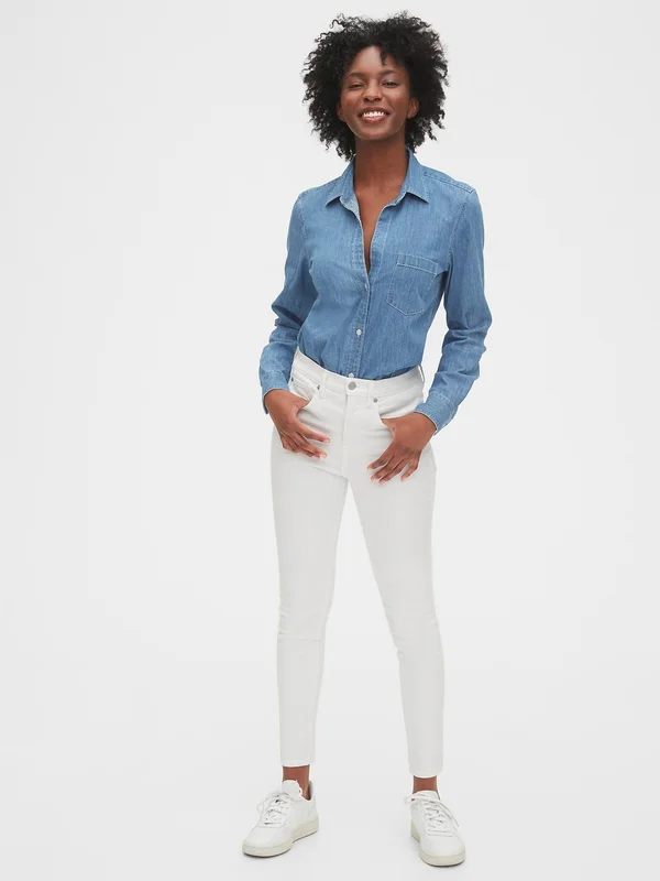 Gap Women's Denim Perfect Shirt Medium Indigo Size S