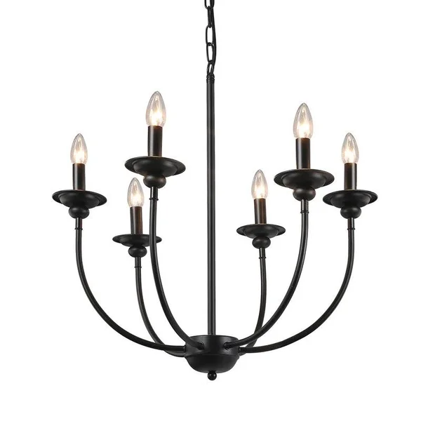 LNC Iron 6-Light Black Traditional Chandeliers for Living Room Dining Room - L25.2 x W25.2x22 x H25.2x22