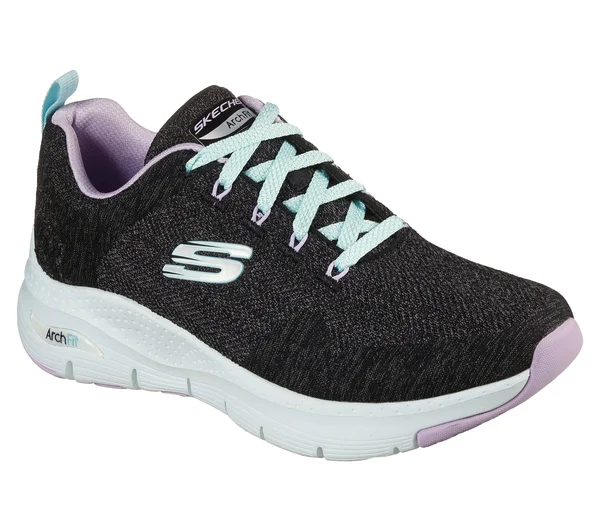 Women's Skechers Arch Fit Comfy Wave Sneaker, Size: 6.5, Black