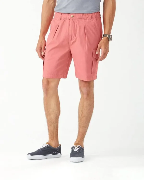 Tommy Bahama Men's Bahama Survivor 8-Inch Elastic-Waist Shorts - Red Sunset - Size XL