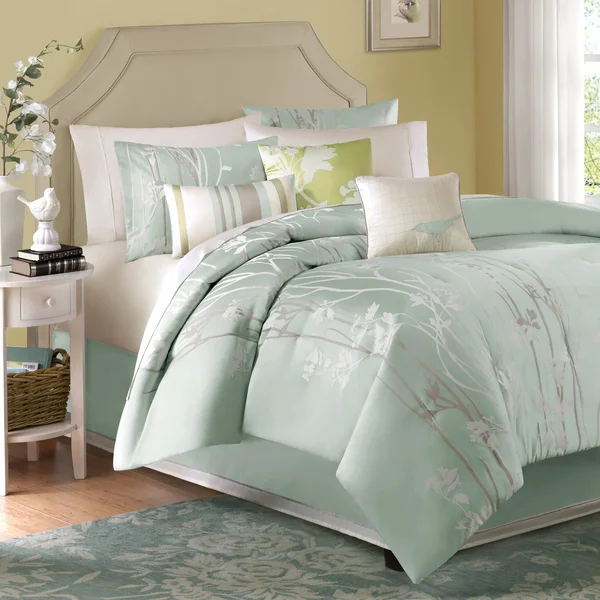 Madison Park Athena 7 Piece Jacquard Comforter Set, King, Green