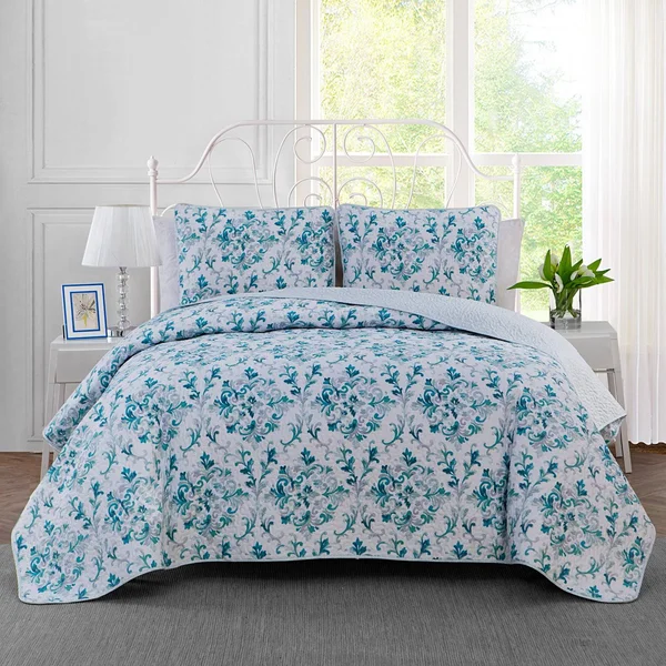 Watercolor Damask 3-Piece Quilt Set King