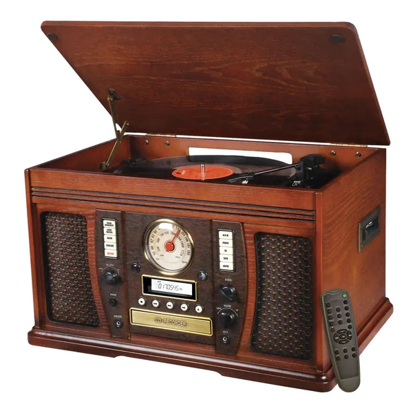 Recordable 7-in-1 Wooden Music Center with Bluetooth