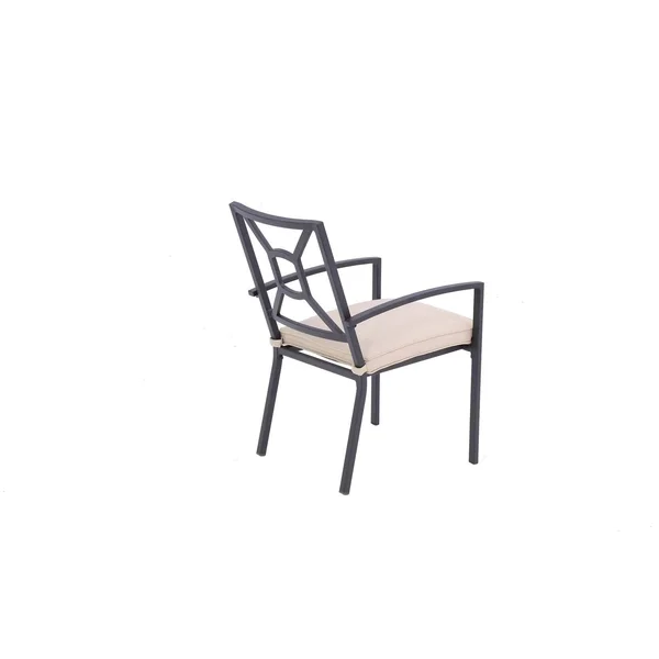 San Marino Outdoor Aluminum Dining Armchair with Cushion - Set of 2 - Black