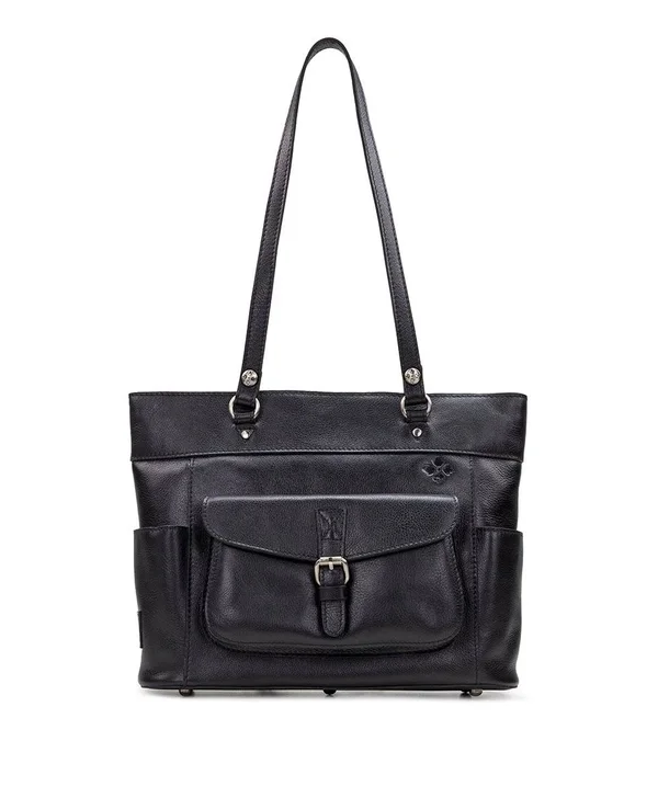 Patricia Nash Leather Bolsena Top Zip Tote - Black