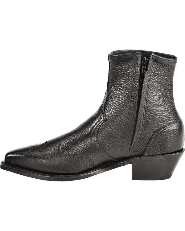 Abilene Men's Western Wingtip Zipper Boot - 6445s - Size: 11.5, Black