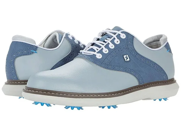 FootJoy Men's Traditions Golf Shoe - Grey/Blue, 12