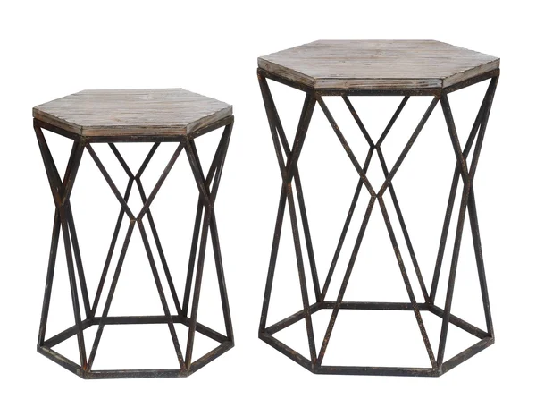Crestview Buena Vista Rustic Metal and Wood Set of Tables