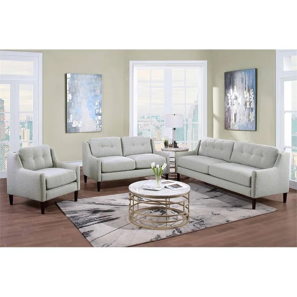 Hawthorne Collections Mellon Tufted Sofa - Cream - HC-4864-2153746