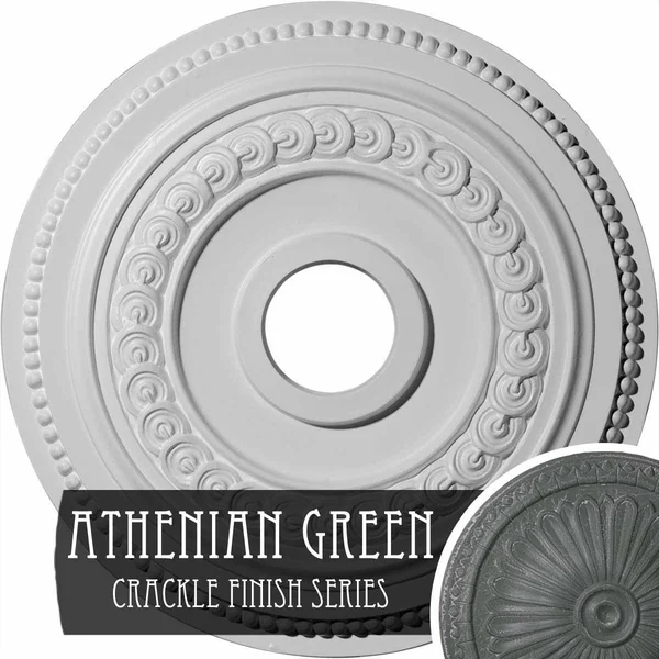 18x22OD x 3 3/8x22ID x 7/8x22P Oldham Ceiling Medallion (Fits Canopies Up to 8 5/8x22) - Hand-Painted Athenian Green Crackle