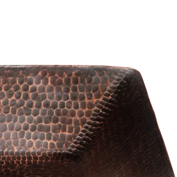 Premier Copper Products PVSQ14DB 14 in. Square Hand Forged Old World Copper Vessel Sink - Oil Rubbed Bronze