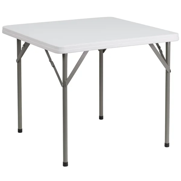 Emma + Oliver 2.85-Foot Square Granite White Plastic Folding Table - Event Folding Table