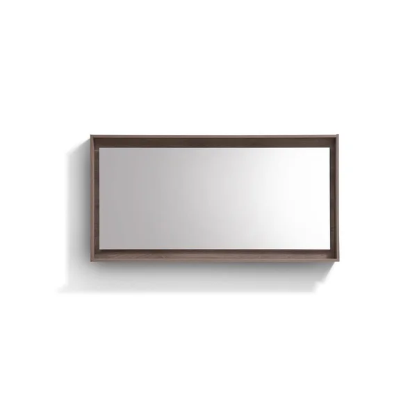 KubeBath Bosco 60x22 Framed Mirror with Shelve - Butternut Finish