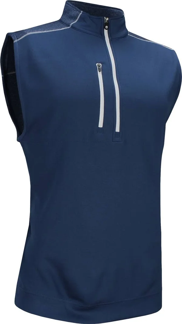 FootJoy Men's Heather Blocked Half Zip Vest Size LG - Deep Blue