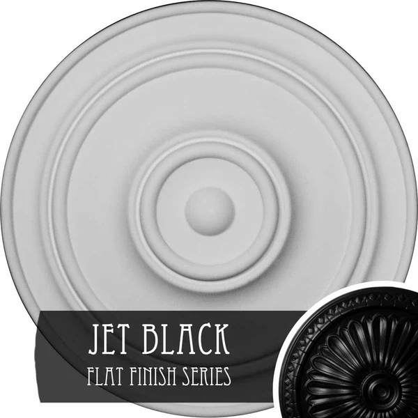 21 7/8 inchod x 2 3/8 inchp Classic Ceiling Medallion (FOR Canopies Up to 5 1/2 inch) - Hand-Painted Jet Black