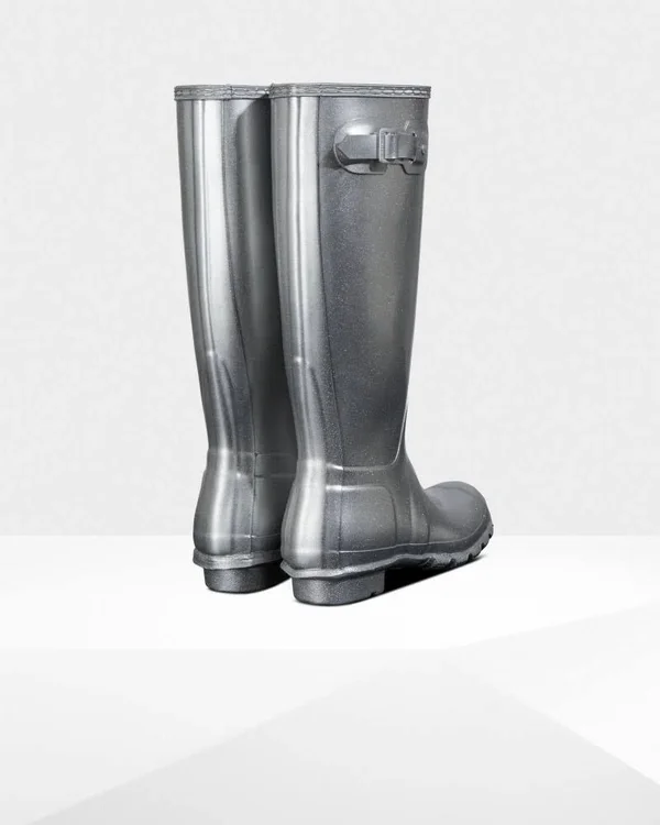 Women's Original Tall Cosmic Glitter Rain Boots Silver - US 7