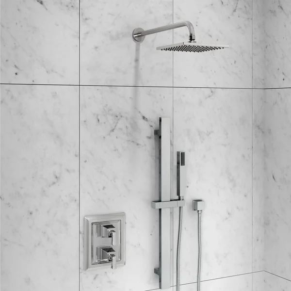 American Standard T455740.013 Town Square S Two-Handle Thermostat Shower Valve Trim Kit, Polished Nickel