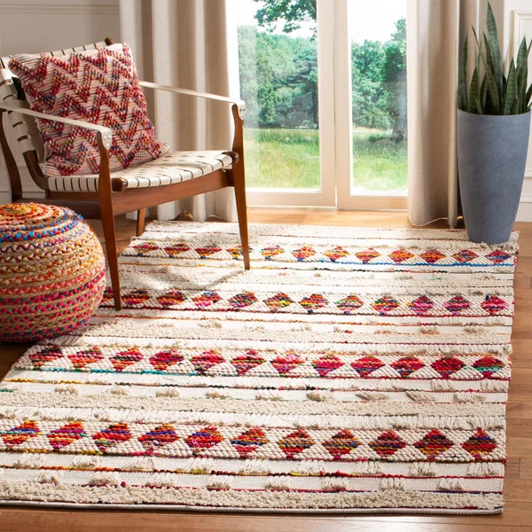 Safavieh Natura Rug Collection NAT657A - Ivory - Red - 6& x 9&