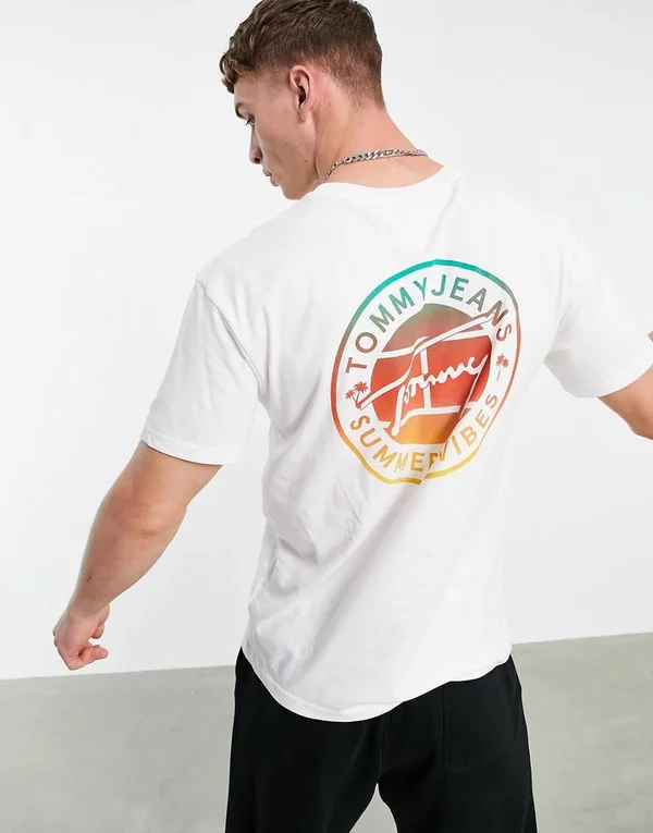 Tommy Jeans Circular Front & Back Print Logo T-Shirt in White