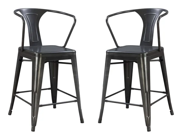 Wallace & Bay Farrell Charcoal 24x22 Bar Stool with Solid Metal Seat Back and Legs - Set of Two - D510151