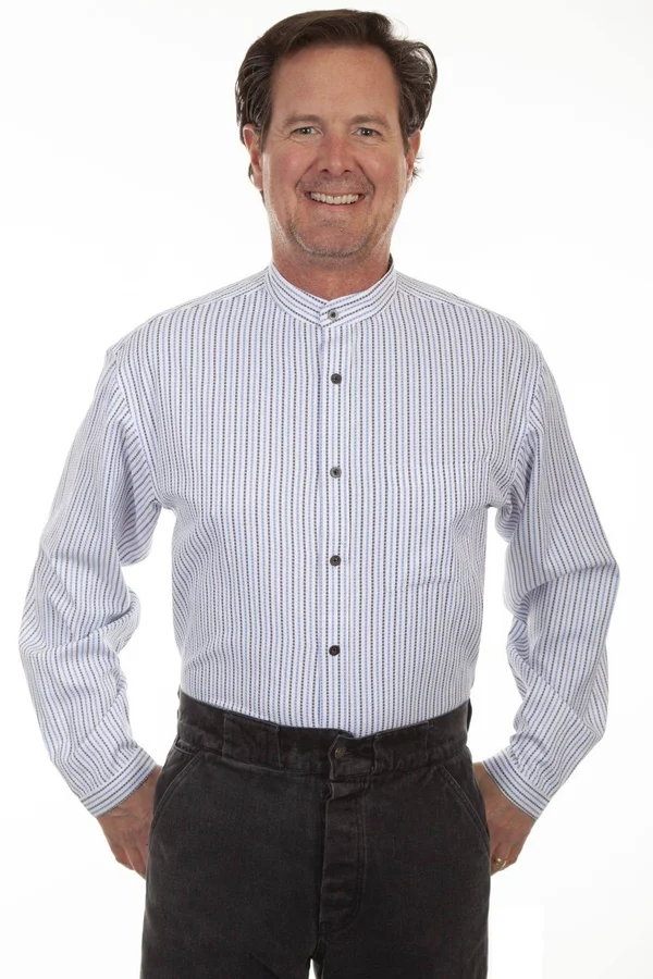 Scully Western Shirt Mens Long Sleeve Stripe Button F0_RW292 Blue