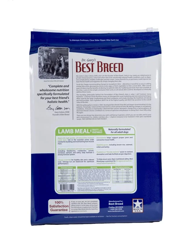 Dr. Gary&s Best Breed Holistic Lamb Meal with Vegetables & Herbs Dry Dog Food (30 lb)