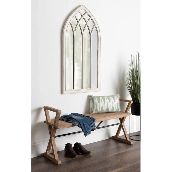 Kate and Laurel Winn 48-in L x 24-in W Arch Rustic Brown Framed Wall Mirror, 219974