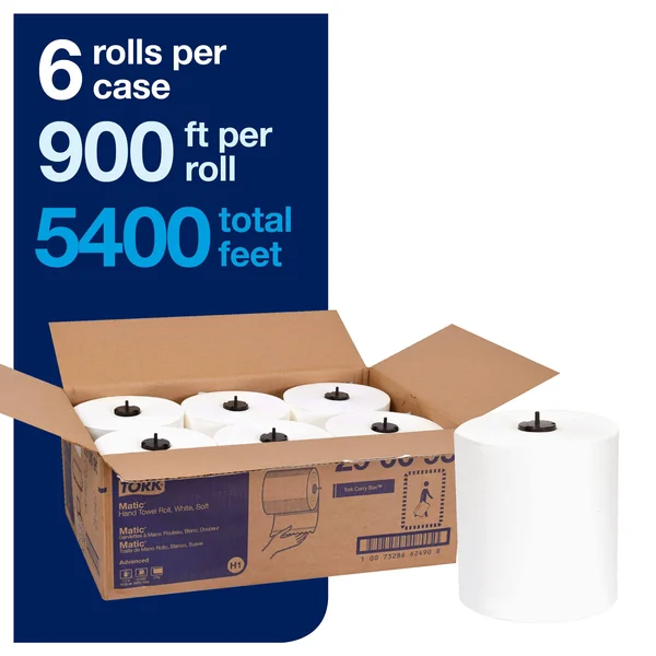 Tork Advanced Soft Matic Hand Towel Roll, 7.7x22 x 900 ft, 6 Rolls (TRK290095)