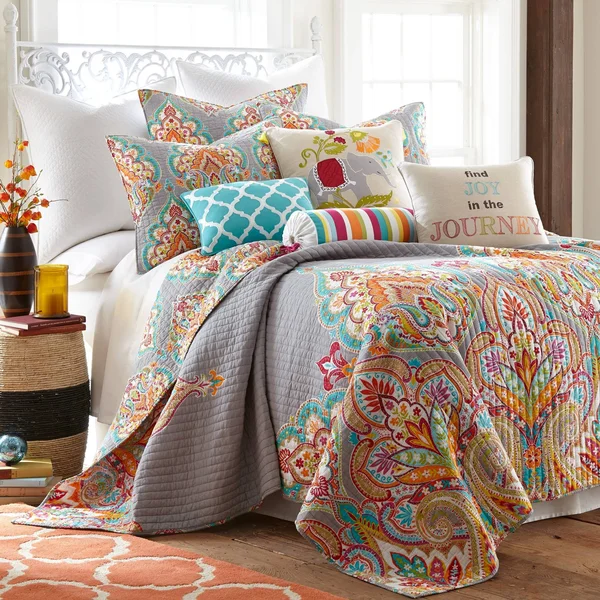 Levtex Home Gray Marielle Cotton Reversible Quilt Set King