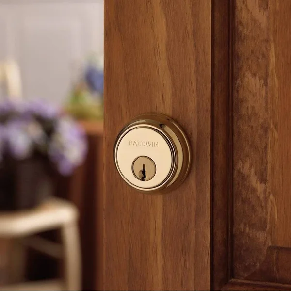 Baldwin Traditional Round Single Cylinder Deadbolt Lifetime Polished Brass