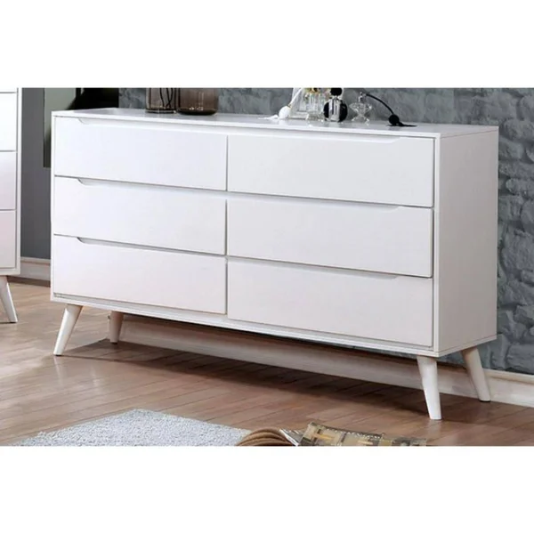 Wooden Mid-Century Modern Style Dresser, White