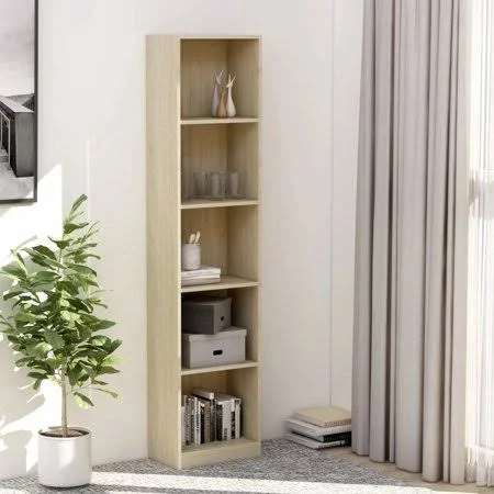 5-Tier Book Cabinet Sonoma Oak 15.7 inchx9.4 inchx68.9 inch Chipboard