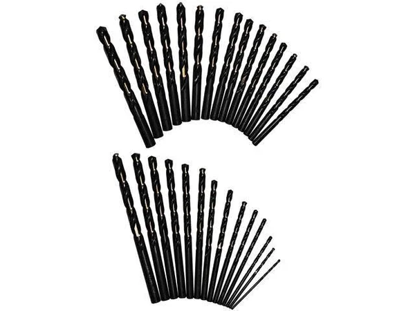 Drill America 29 Piece Heavy Duty High Speed Steel Drill Bit Set with Black and Gold Finish in Round Case (1/16x22 - 1/2x22 x 64