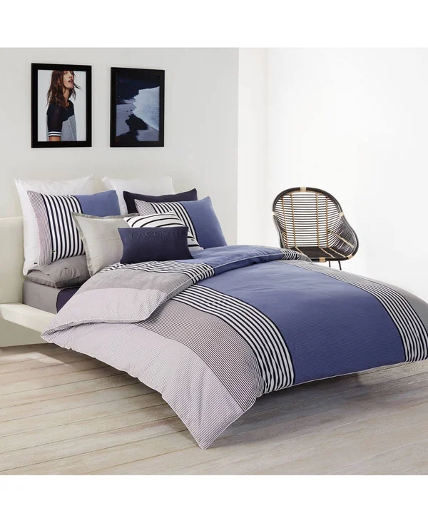 Lacoste Meribel Comforter Set - King, Blue/White