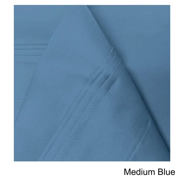 Superior Egyptian Cotton 650 TC Deep Pocket Solid Bed Sheet Set (Queen - Medium Blue)