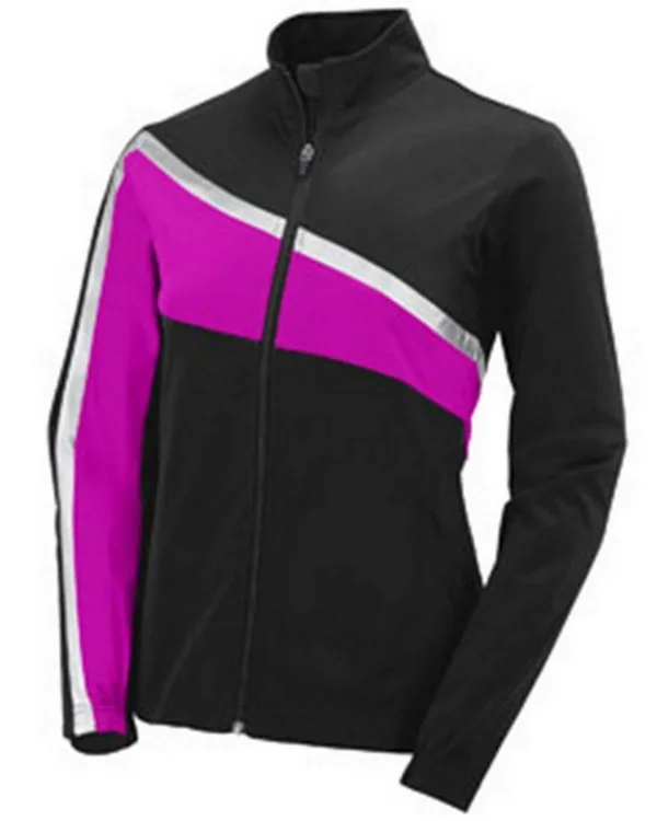 Augusta Sportswear 7735 Ladies Aurora Jacket - Black/Power Pink/Metallic Silver, S