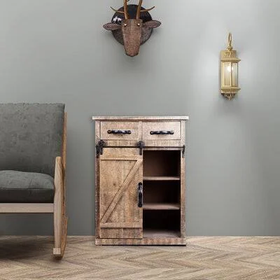 Wood Console Cabinet Gracie Oaks Color: Brown