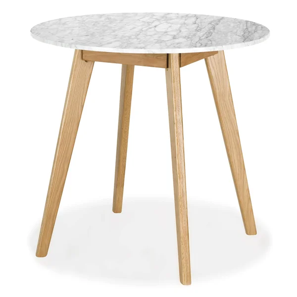 Riley Marble Round Dining Table in Oak - Poly & Bark