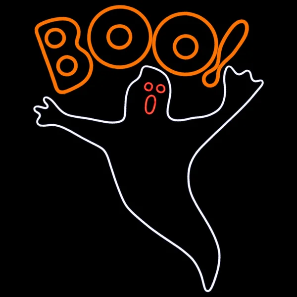 39 inch Orange Red & White LED Neon Halloween Ghost Motif