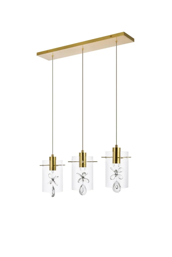 Elegant Lighting 5202D24G Hana 3 Lights Gold Pendant