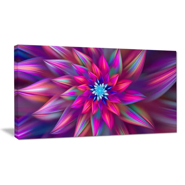 Design Art &Huge Purple Pink Fractal Flower& Graphic Art Print on Canvas - Size: 28 inch H x 60 inch W x 1.5 inch D