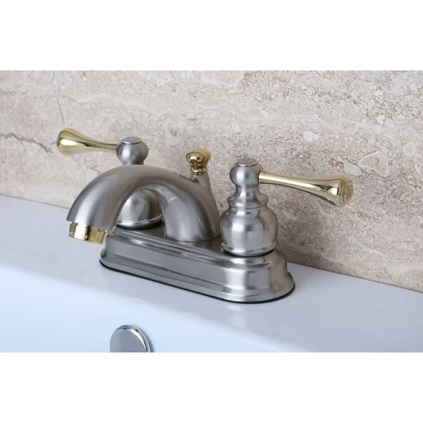 Kingston Brass KB3609BL Vintage Satin Nickel & Polished Brass Two-Handle 4x22 Centerset Lavatory Faucet with Pop-Up